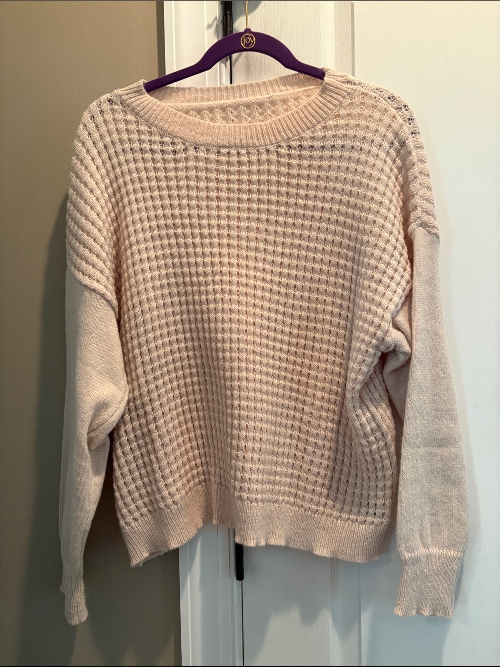 Light Cream Waffle Crewneck Sweater